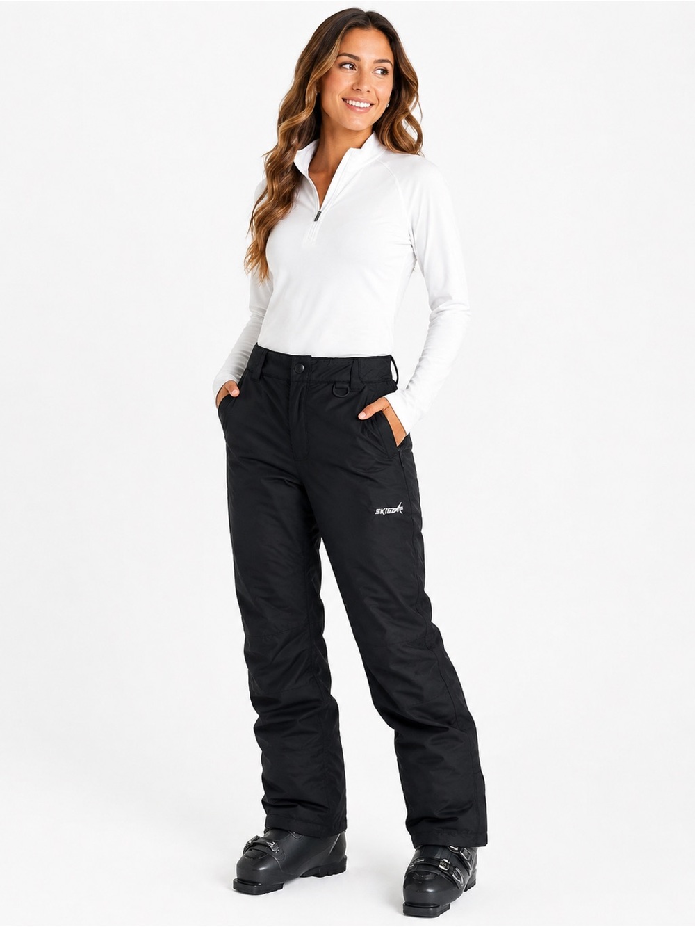 Ski Gear Women’s Large Black Insulated Snow Ski Pants Waterproof Winter